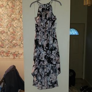 Black & Floral High Low Dress